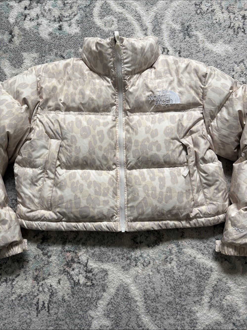 The North Face Womens Printed Nuptse 700 Fill Short Jacket